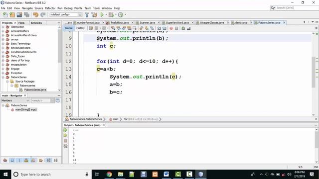 Fibonacci Series  FOR LOOP IN JAVA || AMJAD ALI || IN HINDI/URDU
