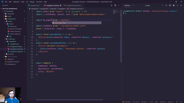 Storybook & Atomic Design - 1.9. - Building Our Navigation смотреть онлайн