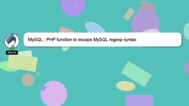MySQL : PHP function to escape MySQL regexp syntax смотреть онлайн