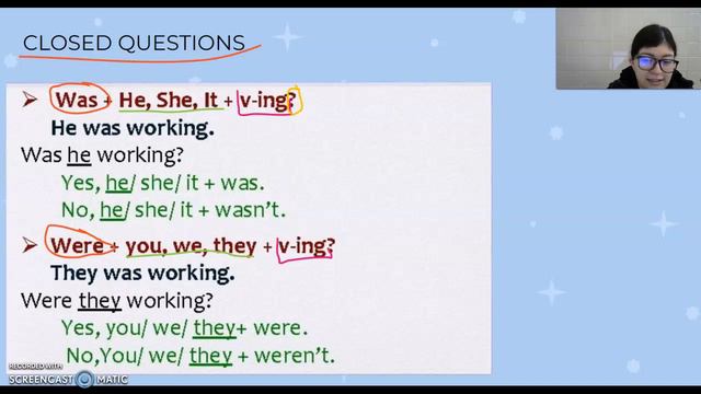 QUESTIONS PAST CONTINUOUS (open-ended and closed questions) смотреть онлайн
