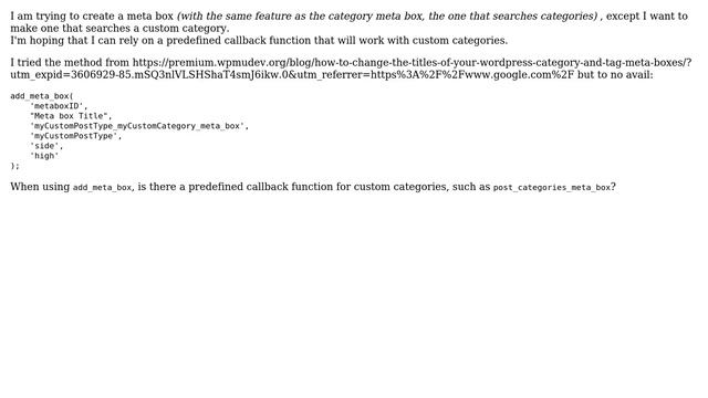 Wordpress: Is there a predefined callback function for custom categories? смотреть онлайн