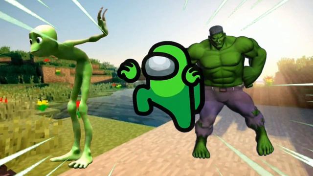 Dame Tu Cosita Song Green Alien, Among Us And Halk Dance