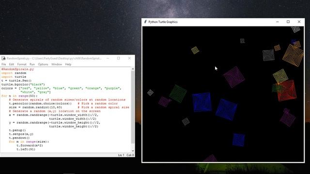Random Spirals in Python | Python 3.5.1 смотреть онлайн