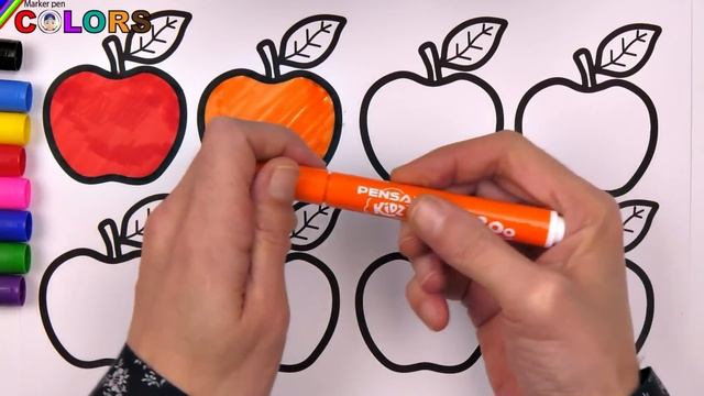 ( Fruits ) Apple and Marker Pencil Coloring / Akn Kids House смотреть онлайн