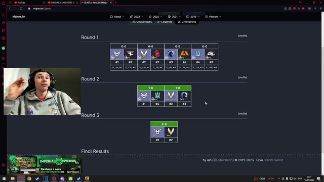 PICK'EM IMPOSSÍVEL? MOEDA DIAMANTADA FASE DOS CAMPEÕES MAJOR PARIS 2023 CSGO смотреть онлайн