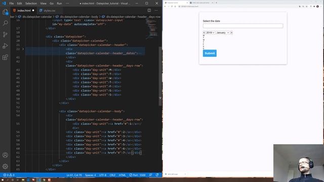 Let's Build a Datepicker: 02 - Building the datepicker UI and styling (HTML & CSS) смотреть онлайн