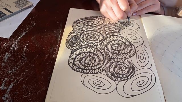 Рисунок антистресс в технике зенарт. Anti-stress drawing in the zenart technique. смотреть онлайн
