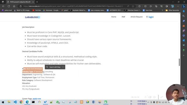 PHP/Laravel/CodIgniter/WordPress Developers jobs in kolkata смотреть онлайн