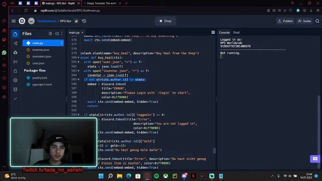 Live Coding RPG BOT Discord.py смотреть онлайн