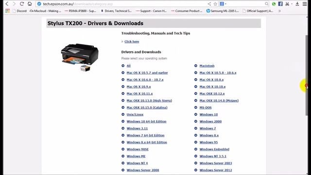 Epson Stylus TX200 | Driver смотреть онлайн
