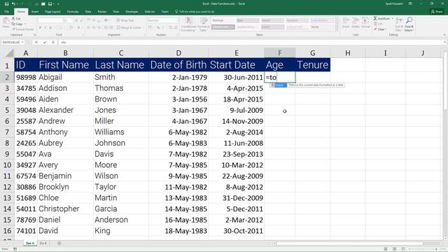 Excel Calculate Age using Date Function Today смотреть онлайн