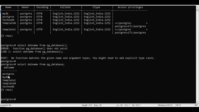 PostgreSQL : psql basic administration смотреть онлайн