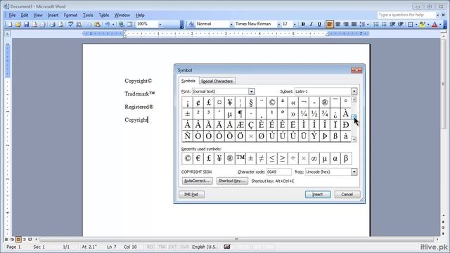 24 - Inserting Special Symbols in Word 2003 (Urdu Language) смотреть онлайн