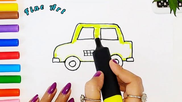How to Draw a Taxi Car Easy I very easy taxi car and colouring for beginners | Draw Taxi Easy смотреть онлайн
