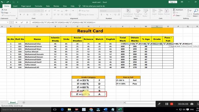 How to Make Result Card in Ms Excel Sum Function If Function and Round Function |My Tech Top смотреть онлайн
