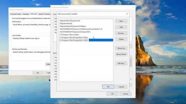 Adding postgres to path on Windows