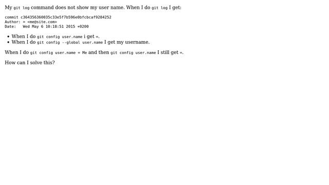 Git log does not show user name смотреть онлайн