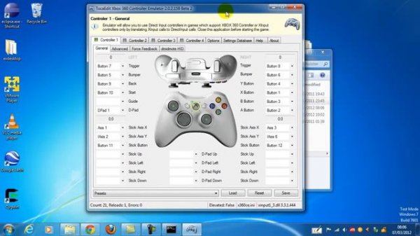 DroidMote Xbox 360 Controller Emulator in Windows