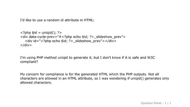 HTML : Is PHP uniqid safe for HTML id attribute? смотреть онлайн