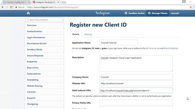 6) Cisociall - Instagram Api Key and Secret Key смотреть онлайн