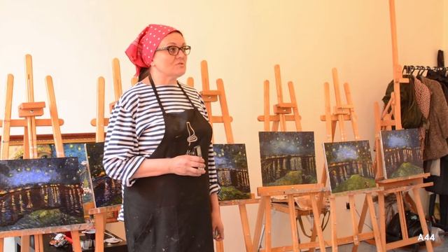 Рисуем "Звездную ночь над Роной", Ван Гог / The Starry Night Over Rhone, Vincent van Gogh смотреть онлайн