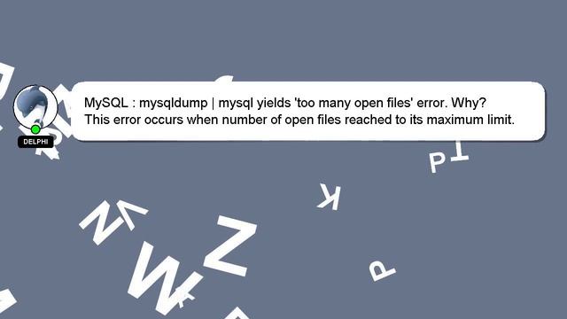 MySQL : mysqldump | mysql yields 'too many open files' error. Why? смотреть онлайн