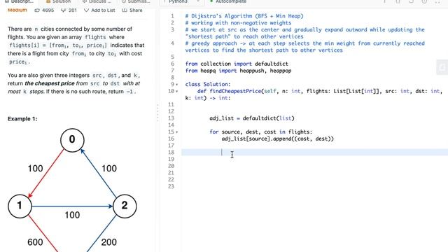 Cheapest Flights Within K Stops | Dijkstra's Algorithm Python Solution смотреть онлайн