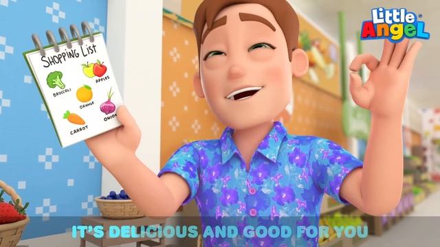 Fruits And Vegetables At The Supermarket | Healthy Habits | Little Angel Kids Songs & Nursery Rhyme смотреть онлайн