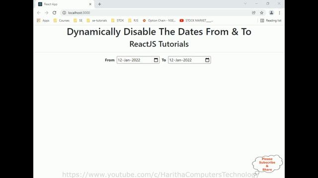 ReactJS Dynamically Disable From and To Days input=date смотреть онлайн