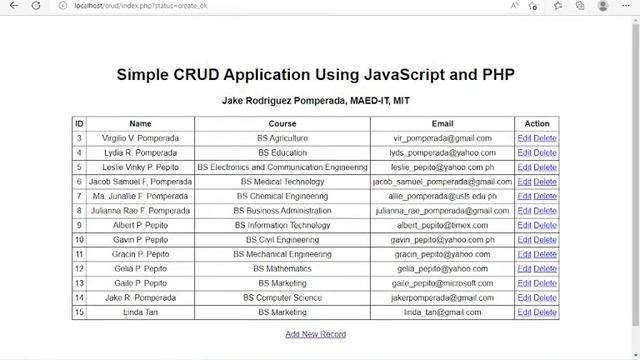 Simple CRUD Application Using JavaScript and PHP смотреть онлайн