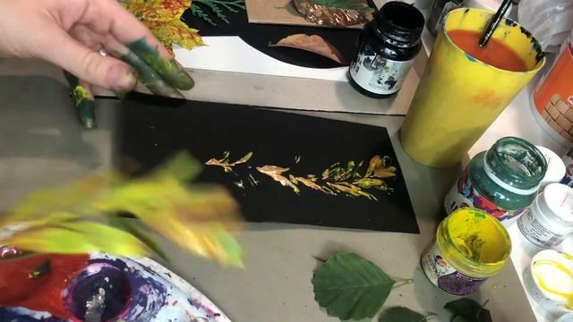 РИСУЕМ АКРИЛОМ. Мастер-класс для начинающих. Листья и акрил. Осень акрилом смотреть онлайн