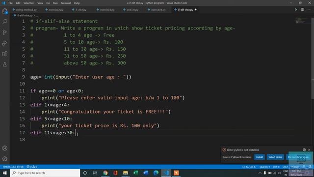 23- if-elif-else statement in python смотреть онлайн