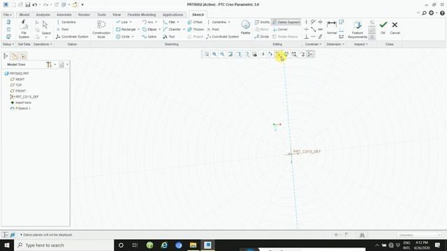 Creo sketch Tutorial,Delete Segment,plane Display, how to Hide or shown dimensions Normal view - 0 смотреть онлайн