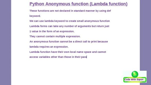 Python Anonymous/Lambda Function смотреть онлайн