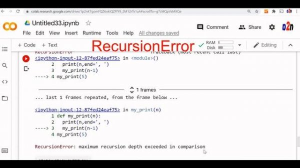 Recursion in python to call the same function again with getrecursionlimit() & setrecursionlimit()