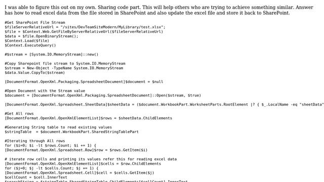 Powershell : Read excel file data in document library and then modify it and upload it back... смотреть онлайн