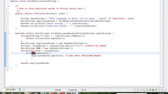 HOW TO FIND DUPLICATE WORDS IN STRING USING JAVA смотреть онлайн
