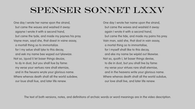 Poetry: Edmund Spenser Amoretti Sonnet 75 - Modernised English With Notes