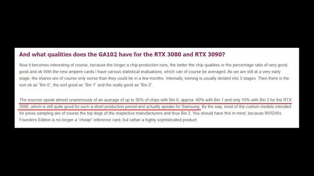 Attention: RTX 3090, 3080 GPU Binning Distribution numbers at launch. Your chances of a good card! смотреть онлайн