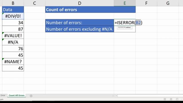 How to Count Cells with Errors in Excel. Count Specific Error eg #N/A or Count All Errors смотреть онлайн