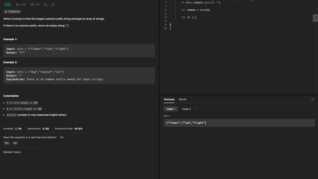 LeetCode Longest Common Prefix смотреть онлайн