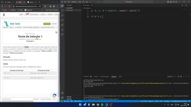 Curso Python - Aula 8 Iniciante - Beecrowd 1035 смотреть онлайн