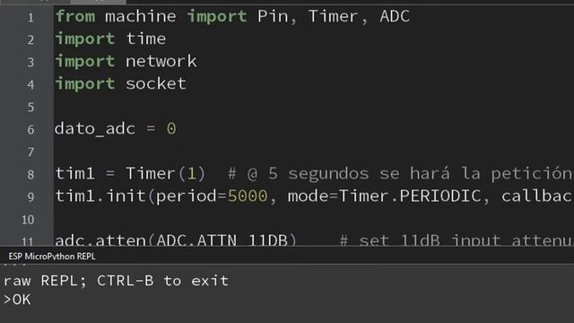 Lección11: ESP32 micropython, Network socket ADC Timer para subir al server un dato ADC смотреть онлайн