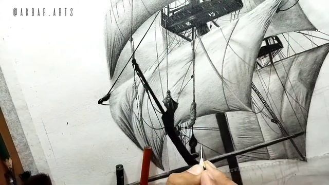 Pencil Drawing - A 'Ship' Realistic Drawing. смотреть онлайн