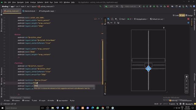 2.Button Edit Text, TextView In Kotlin