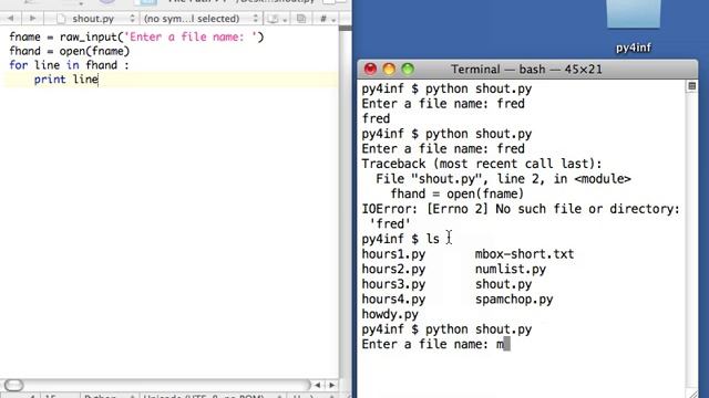 Python for Informatics Exercise 7.1 смотреть онлайн