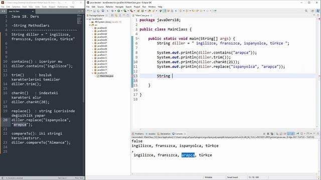 18 - contains(), trim(), charAt(), replace(), compareTo() methodları | 0'dan Java Dersleri #33 смотреть онлайн