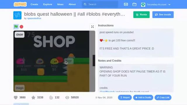 Speedrun of blobs quest halloween on scratch смотреть онлайн