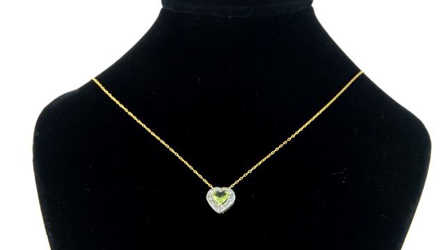 Vera Perla Solid Gold 0.08cts Diamonds and 5mm Genuine Peridot Heart Necklace смотреть онлайн