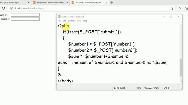 HTML FORM SIMPLE ADDITION USING PHP SCRIPT | PHP TO ADD TWO NUMBERS USING HTML FORM смотреть онлайн